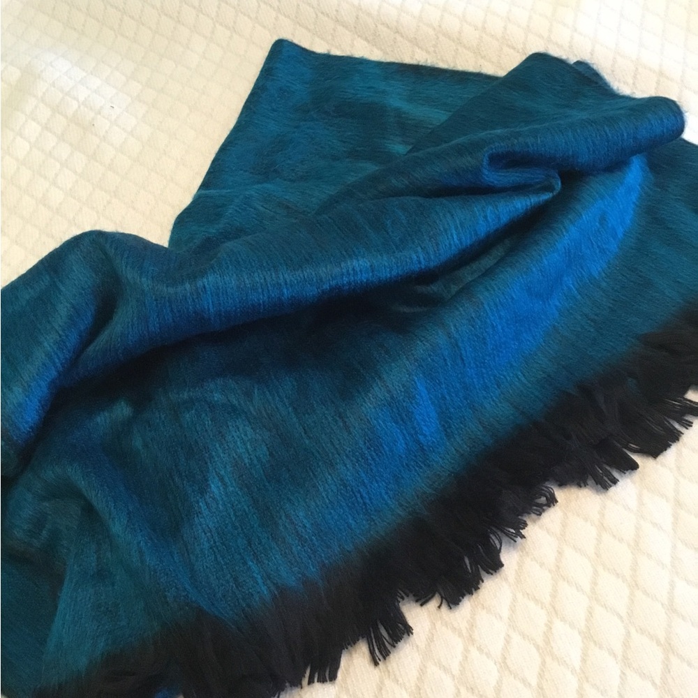 Elegant Teal and Black 100% Alpaca Scarf